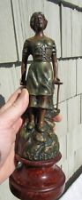 VINTAGE ORIGINAL  1900's BRONZE GUILDED YOUNG GIRL (FISHER WOMAN) PARIS FRANCE picture