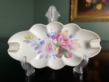 Vintage LEFTON Japan Scalloped Hand Painted Pink Floral Gold Trim Ashtray CY 746 picture