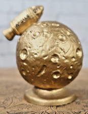 VINTAGE CAST IRON BANK NASA APOLLO 8 GOLD 1968 MOON ROCKET BY JOHN WRIGHT RARE picture
