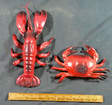 Plastic Lobster and  Crab Décor Prop Seafood Toy Display EUC Blow Mold picture