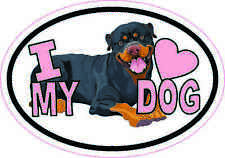 5in x 3.5in Rottweiler Oval I Love My Dog Sticker Car Truck Vehicle Bumper Decal picture