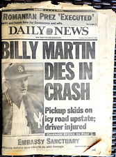 NY Daily News December 1989 Billy Martin Dead Crash Yankees Vintage Baseball picture