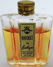 Vtg Bouquet Perfume Parfum Barbizon Art Deco 1950s Mini Glass Bottle Metal Cap picture