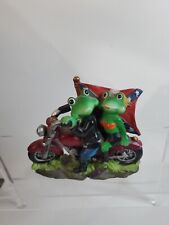 Vintage Frogs On Motorcycle Biker Figurine Frog Bikers Babe Resin picture