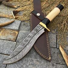 SHARDBLADE CUSTOM HAND FORGED Damascus Steel BOWIE Hunting Knife With Sheath picture