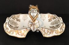 Antique Meissen White Porcelain Candy Dish With Center Handle Gilded Signed picture
