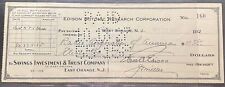 Thomas Edison Signed Check To The Credit Of Radio Corporation Of America (RCA) picture