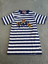 Mickey Inc Shirt Adult Small Blue Striped Short Sleeve Pooh Bear Embroidered picture