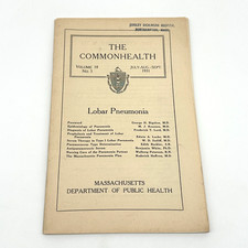 1931 Lobar Pneumonia Massachusetts Dept of Public Health Journal picture
