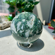 1725g Natural Moss agate Stone Ball Quartz Crystal Sphere Display 104mm 18th picture
