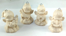 Lot Of 4: Vintage Angel Ceramic Christmas Ornament White picture