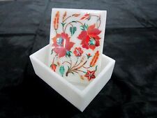 5 x 3.5 Inches Rectangle Marble Candy Box Carnelian Stone Inlay Work Trinket Box picture