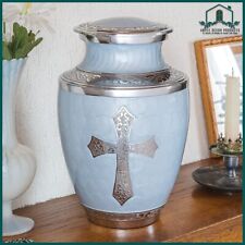 Cremation Urns for Human Ashes Blue Sky Christ Cross Adult With Velvet Bag picture