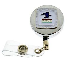 US Postal Service Mail Retractable ID Card Holder Badge Pull Reel Chrome USPS picture