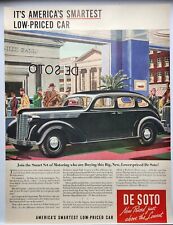 1937 Desoto Chrysler Black Bank Street Scene Print Ad Man Cave Poster Art 30's picture