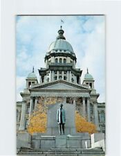 Postcard Illinois State Capitol & Abraham Lincoln Statue Springfield IL USA picture