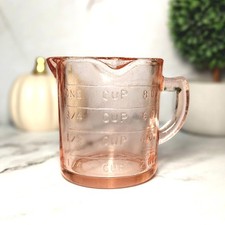 Pink Depression Style Glass Measuring Cup, Retro Kitchen, Vintage Style picture