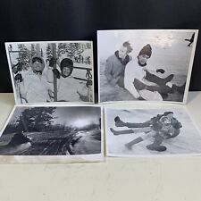 Vintage Sledding, Snow Tubing, Snowmobiling Photos, Lot Of 4 Winter Photographs picture