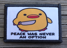 Peace Was Never An Option Morale Patch Hook & Loop Funny Meme Army Tactical 2A picture