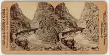 COLORADO STEREOVIEW - Platte Canyon Freight Train - Griffith 1900s picture
