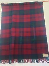 VTG Wool Blanket Plaid Red Blue Green Holm Mills SCOTLAND 62”X 50