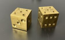 Lot of 2 Vintage Large Solid Brass Dice Cube 1