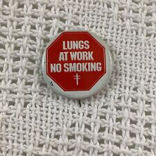 American Lung Association Lungs at Work No Smoking Vintage Button Pin picture