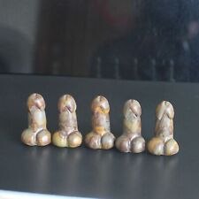 Crystal bamboo jasper Man genital Penis Testicle Figurine Pocket Stone 5pc picture