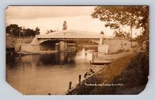 Indian River MI- Michigan, The New Bridge, Antique, Vintage Souvenir Postcard picture