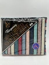Vintage 1989 Regency Waterbed Sheet Set King Designer Percale 50/50 Stripes USA picture