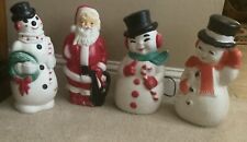 Christmas Blow Mold Vintage Lot 1 Santa 3 Snowmen approx 13 1/2” tall picture