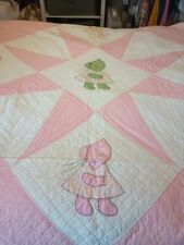  Handmade Sun Bonnet Sue 76”x80” Hand Quilted Strawberry Shortcake Needs Repairs picture