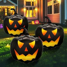Halloween Horror 3pcs Black Pumpkin Head balloons, Suitable for Atmosphere Theme picture