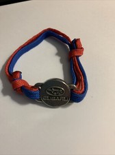 SUBARU Leukemia Lymphoma Society Metal Charm Adjustable Red Blue Cause Bracelet picture