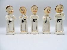 Set of 5 Vintage Musical Monk Choir Boys Porcelain Figurines Japan 4.5 Inches picture