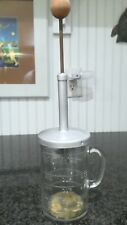 Vintage PamCo Food Chopper 1 1/2 Cups Glass Jar w/ Red Wood Handle & Wood Disc picture