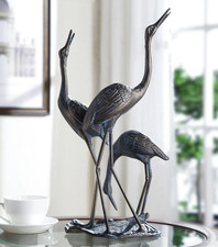SPI Home Crane Family Sculpture Cast Iron Bird Figurine Wildlife Home Decor 16" picture