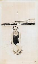 Vintage FOUND PHOTO Original BLACK+WHITE Portrait A DAY AT THE BEACH 29 41 F picture