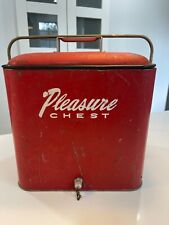 1950s Pleasure Chest Cooler Metal, Red bottle opener vintage picture