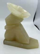 VINTAGE CACTUS SIESTA MEXICAN MEN SOMBRERO CARVED MARBLE FIGURINE 4.5” X 5” picture