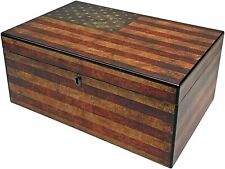 Old Glory American Flag 100 Cigar Count Humidor w/ Humidifier + Hygrometer  picture