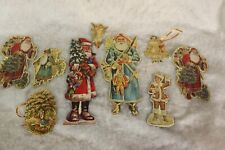 Lot of 9 Vintage Merrimack, Shackman Die Cut Paper Board Christmas Ornaments picture