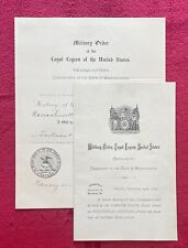 ORDER OF LOYAL LEGION MASS 1877 MEMBERSHIP VOTE & 1884 DONATION OF LIEUT RANLETT picture