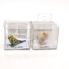 Two Little Critterz Miniature Porcelain Figurines Baby Chick Green Parakeet picture