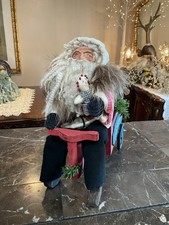 CF Artist Signed Santa Claus Sinterklaas Hollow Christmas Primitive Cart Riding picture