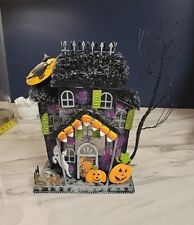Halloween Haunted Mansion House Pumpkin Ghost. Metal. Lights Up. picture