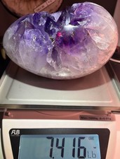 7.416LB Amethy Agate Carnelian Skeleton Crystal Egg Geode W Stand Madagascar picture
