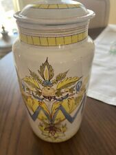 Saks Fifth Avenue Botanical Handpainted Lidded Canister Pottery Portugal Signed picture