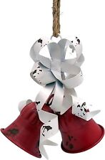 Red Christmas Bells with a White Metal Ribbon, Hanging Holiday Decoration, 9 In picture