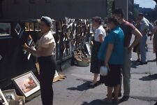 1950s Men Women Shopping Art Sidewalk Sale Vintage Red Border Kodachrome Slide picture